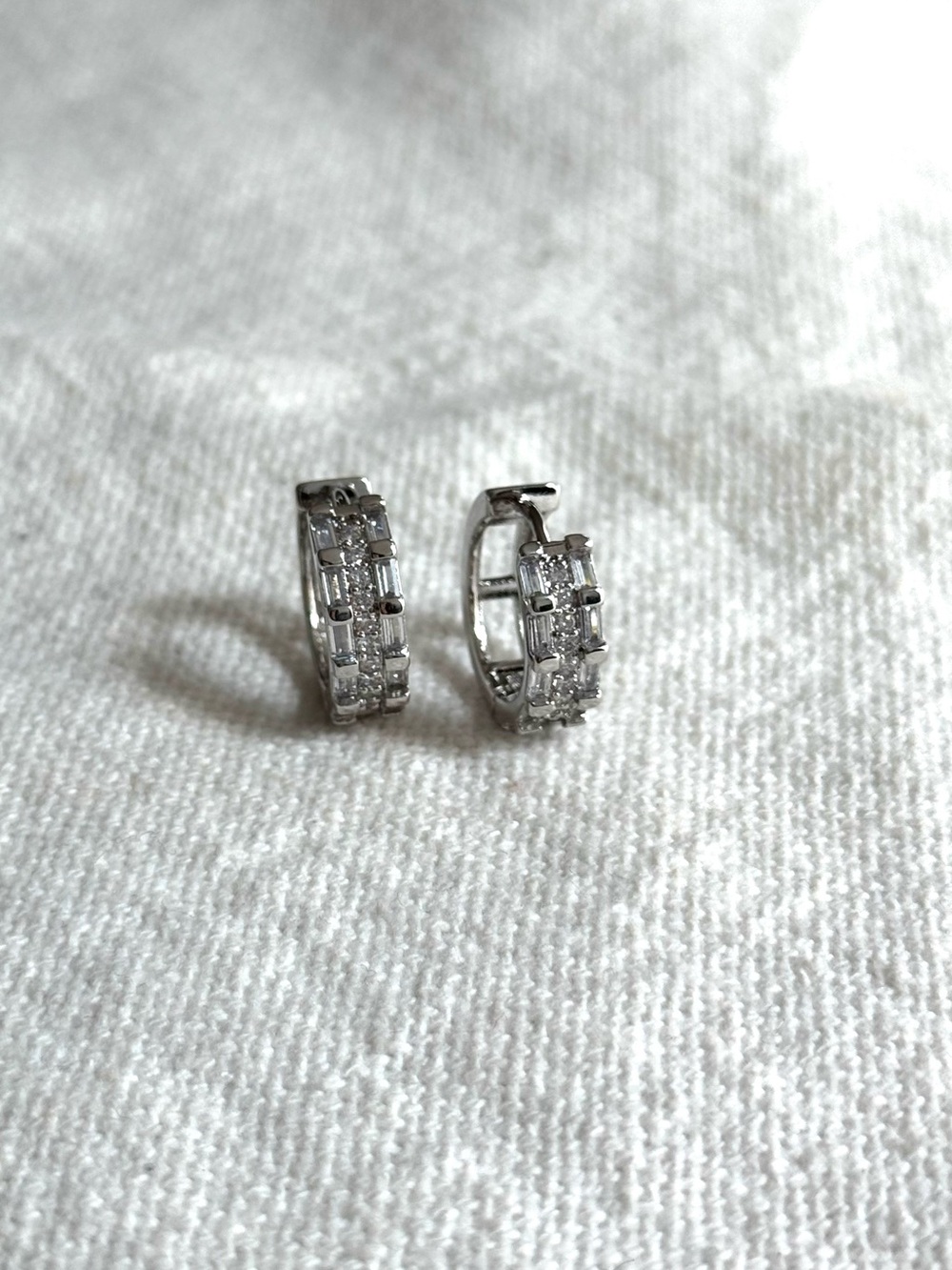 NEW! Silver Plated Crystal Hoop Earrings - Sparkling Cubic Zirconia